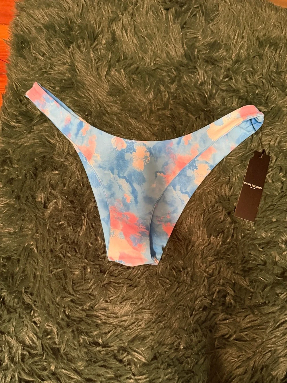 Vaya Island Blue Pink Watercolor Bikini Bottoms | Medium | NWT | Italian Lycra
